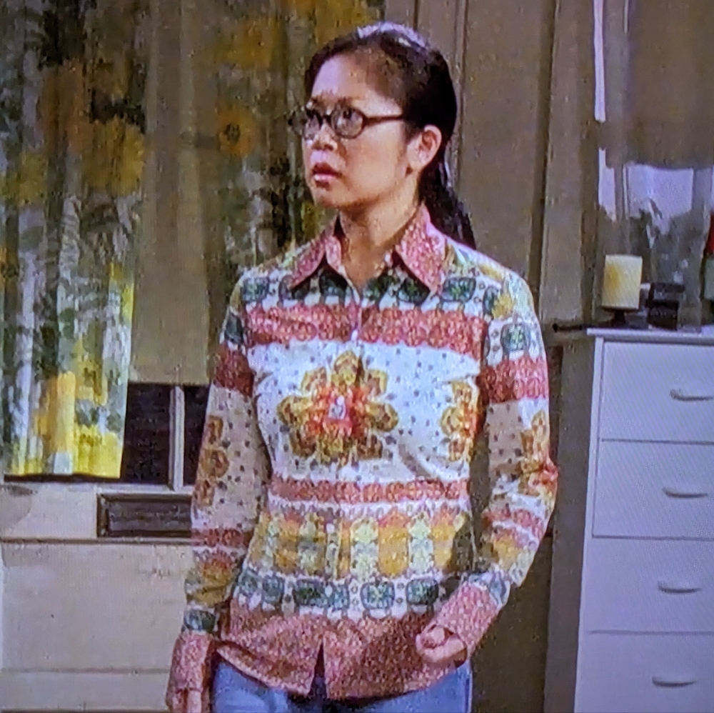Patterned Long-Sleeve Button-Down Shirt in Multicolor